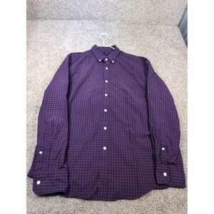 J.Crew Mens Purple Navy Gingham Cotton Button Down Shirt Style 51382 Size L